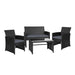 Gardeon Rattan Furniture Outdoor Lounge Setting Wicker Dining Set w/Storage Cover Black -Home Living Store - -  