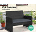 Gardeon Rattan Furniture Outdoor Lounge Setting Wicker Dining Set w/Storage Cover Black -Home Living Store - -  