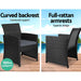 Gardeon Rattan Furniture Outdoor Lounge Setting Wicker Dining Set w/Storage Cover Black -Home Living Store - -  