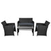 Gardeon Rattan Furniture Outdoor Lounge Setting Wicker Dining Set w/Storage Cover Black -Home Living Store - -  