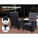 Sun lounge Recliner Chair Wicker Lounger Sofa Day Bed Outdoor Furniture Patio Garden Cushion Ottoman Black Gardeon -Home Living Store - -  