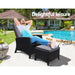 Sun lounge Recliner Chair Wicker Lounger Sofa Day Bed Outdoor Furniture Patio Garden Cushion Ottoman Black Gardeon -Home Living Store - -  