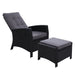 Sun lounge Recliner Chair Wicker Lounger Sofa Day Bed Outdoor Furniture Patio Garden Cushion Ottoman Black Gardeon -Home Living Store - -  