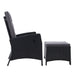 Sun lounge Recliner Chair Wicker Lounger Sofa Day Bed Outdoor Furniture Patio Garden Cushion Ottoman Black Gardeon -Home Living Store - -  