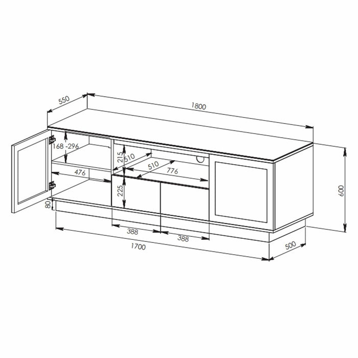 TITAN 1800 Entertainment Unit Black by Tauris -Home Living Store - -  