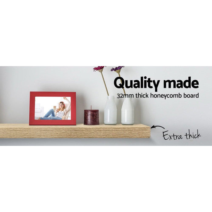Three Piece Wall Floating Shelf Set DIY Mount Storage Book Display Rack Oak -Home Living Store - -  