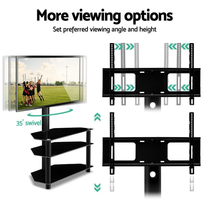 Three Tier Floor TV Stand with Bracket Shelf Mount -Home Living Store - -  