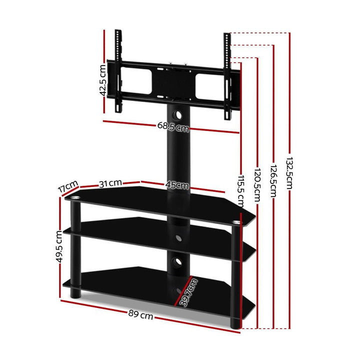 Three Tier Floor TV Stand with Bracket Shelf Mount -Home Living Store - -  
