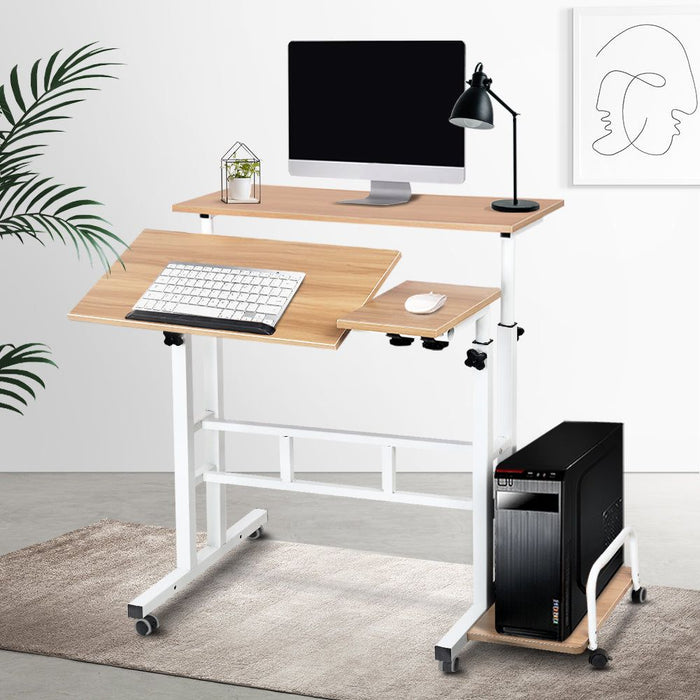 Twin Laptop Table Desk - Light Wood -Home Living Store - -  