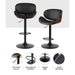 Two Artiss Bar Stools Kitchen Leather Barstools Swivel Gas Lift Chairs Black -Home Living Store - -  