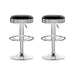 Two Backless PU Leather Bar Stools - Black and Chrome -Home Living Store - -  
