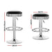 Two Backless PU Leather Bar Stools - Black and Chrome -Home Living Store - -  