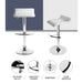 Two Bar Stools Adjustable Gas Lift Chairs White -Home Living Store - -  