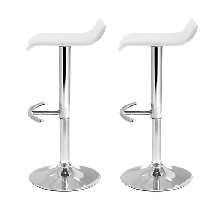 Two Bar Stools Adjustable Gas Lift Chairs White -Home Living Store - -  