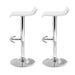 Two Bar Stools Adjustable Gas Lift Chairs White -Home Living Store - -  