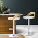 Two Bar Stools Adjustable Leather Padded White -Home Living Store - -  