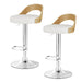 Two Bar Stools Adjustable Leather Padded White -Home Living Store - -  