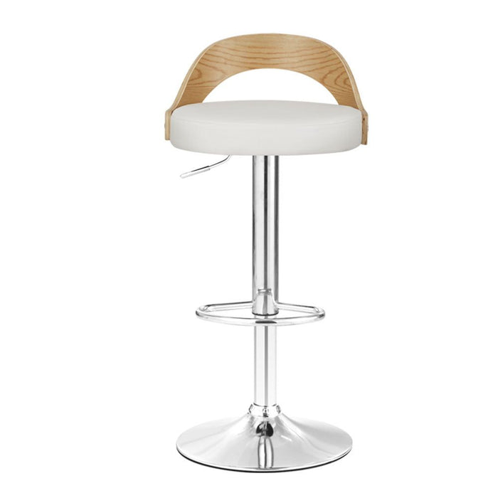Two Bar Stools Adjustable Leather Padded White -Home Living Store - -  
