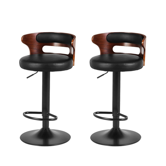 Two Bar Stools Gas Lift Faux Leather -Home Living Store - -  