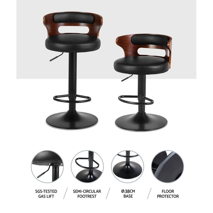 Two Bar Stools Gas Lift Faux Leather -Home Living Store - -  