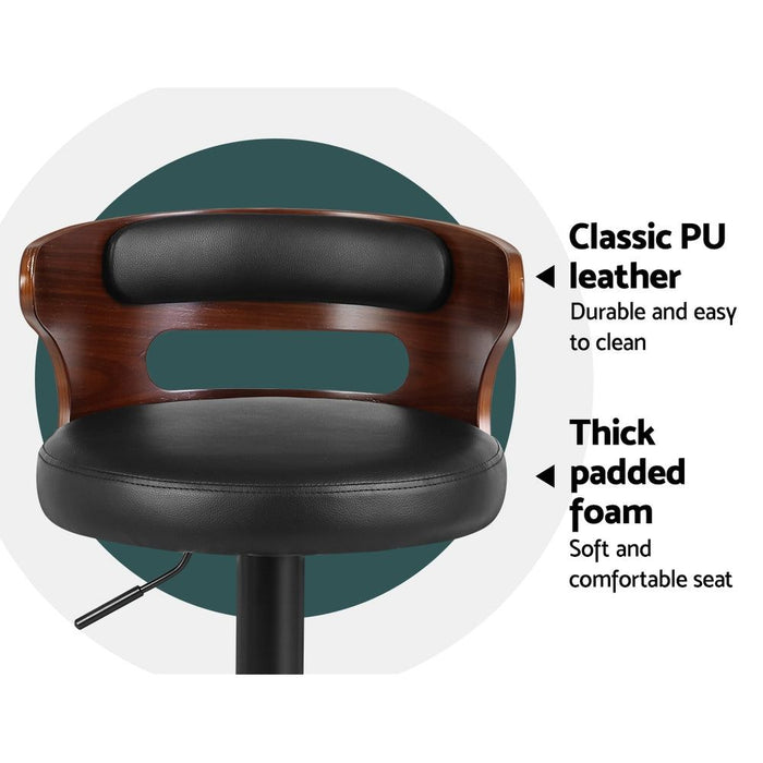 Two Bar Stools Gas Lift Faux Leather -Home Living Store - -  