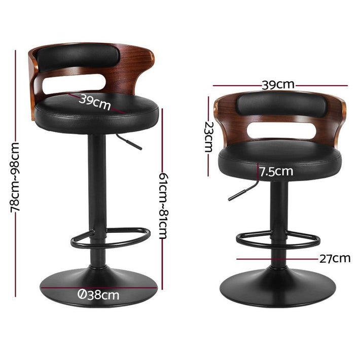 Two Bar Stools Gas Lift Faux Leather -Home Living Store - -  