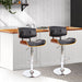 Two Bar Stools Gas Lift Leather Black -Home Living Store - -  