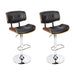 Two Bar Stools Gas Lift Leather Black -Home Living Store - -  