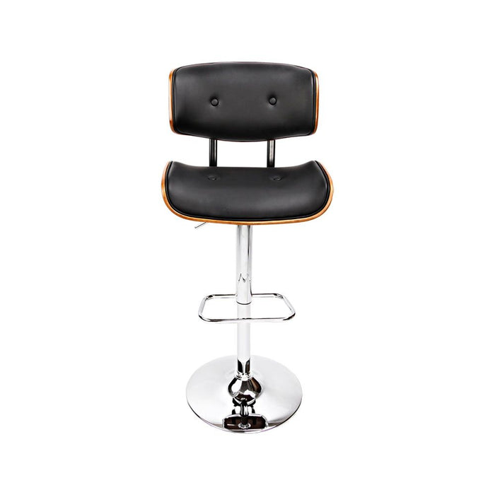Two Bar Stools Gas Lift Leather Black -Home Living Store - -  