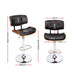 Two Bar Stools Gas Lift Leather Black -Home Living Store - -  