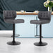 Two Bar Stools Gas Lift Leather Padded Grey -Home Living Store - -  