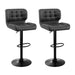 Two Bar Stools Gas Lift Leather Padded Grey -Home Living Store - -  