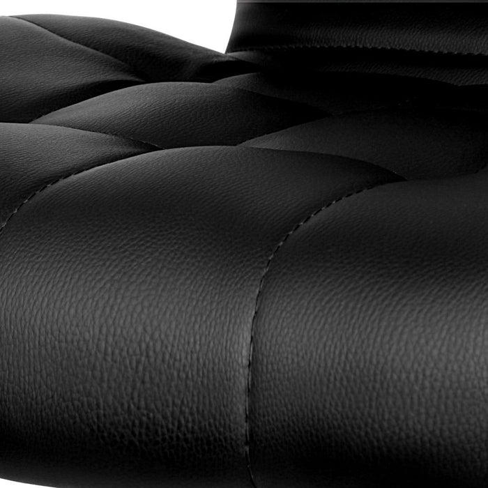 Two Bar Stools Gas Lift Leather Padded Stool Black -Home Living Store - -  
