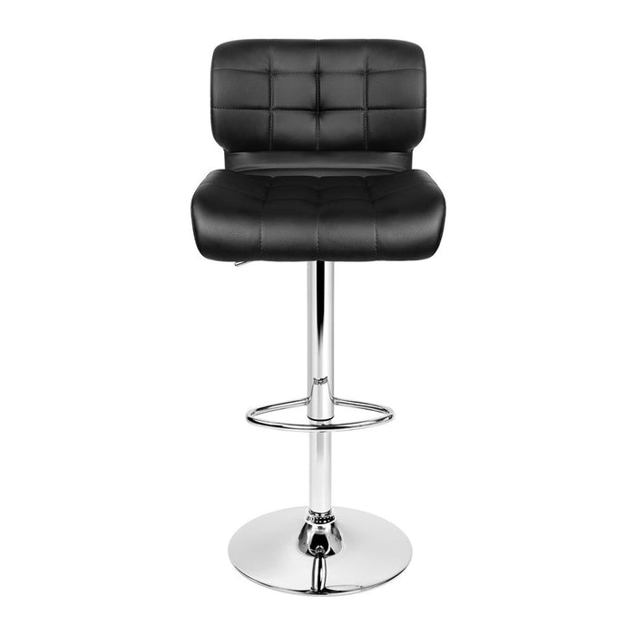 Two Bar Stools Gas Lift Leather Padded Stool Black -Home Living Store - -  