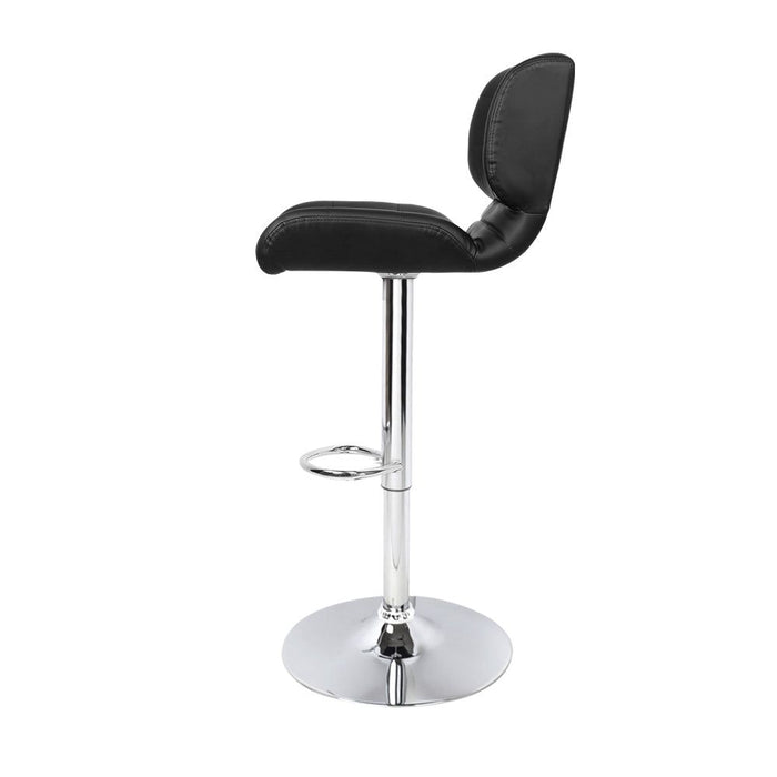 Two Bar Stools Gas Lift Leather Padded Stool Black -Home Living Store - -  