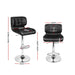 Two Bar Stools Gas Lift Leather Padded Stool Black -Home Living Store - -  