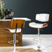 Two Bar Stools Gas Lift Leather White -Home Living Store - -  