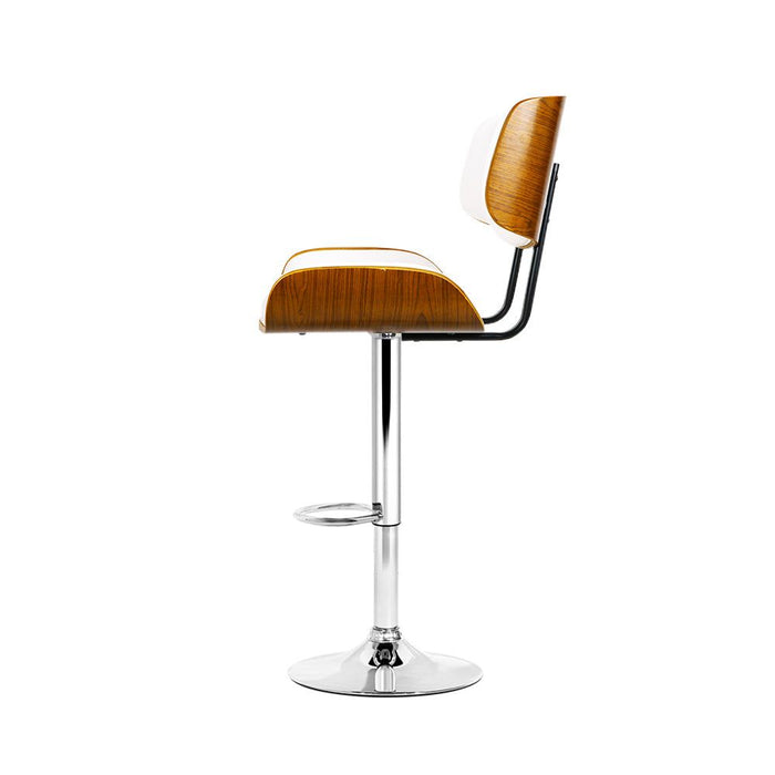 Two Bar Stools Gas Lift Leather White -Home Living Store - -  