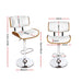 Two Bar Stools Gas Lift Leather White -Home Living Store - -  