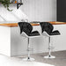 Two Bar Stools Gas Lift Padded Leather Black & White -Home Living Store - -  