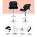 Two Bar Stools Gas Lift Padded Leather Black & White -Home Living Store - -  