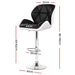 Two Bar Stools Gas Lift Padded Leather Black & White -Home Living Store - -  