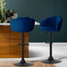 Two Bar Stools Gas Lift Velvet Blue -Home Living Store - -  