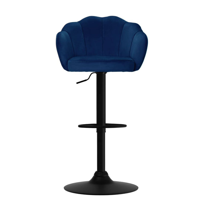 Two Bar Stools Gas Lift Velvet Blue -Home Living Store - -  