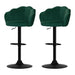 Two Bar Stools Gas Lift Velvet Green -Home Living Store - -  