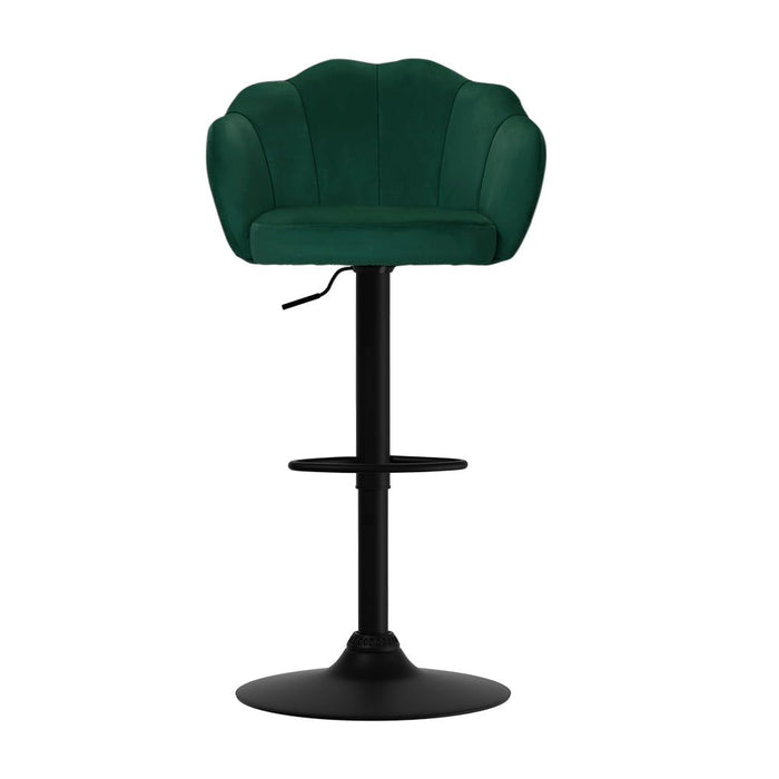 Two Bar Stools Gas Lift Velvet Green -Home Living Store - -  