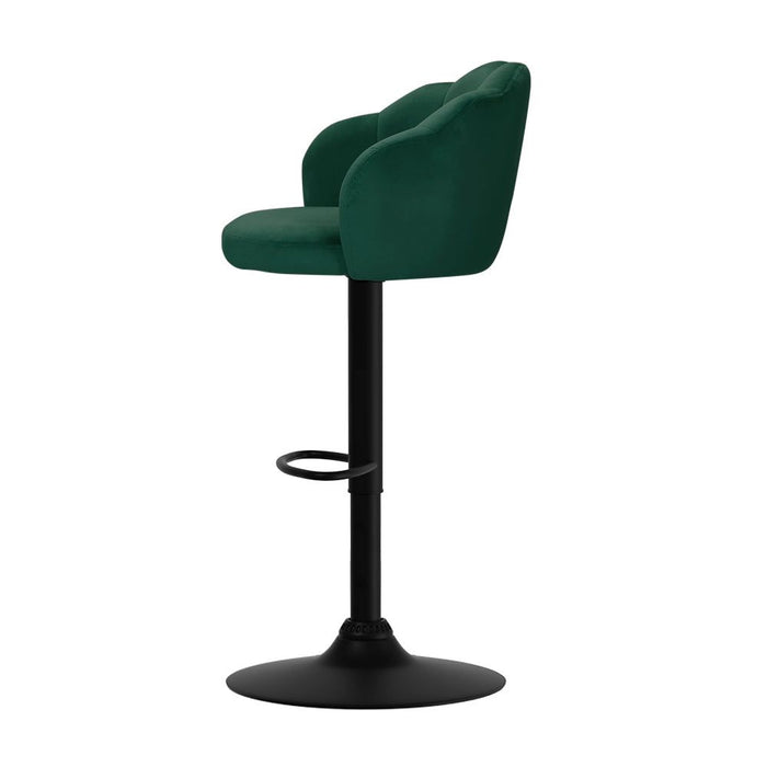 Two Bar Stools Gas Lift Velvet Green -Home Living Store - -  