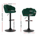 Two Bar Stools Gas Lift Velvet Green -Home Living Store - -  