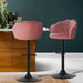 Two Bar Stools Gas Lift Velvet Pink -Home Living Store - -  
