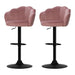 Two Bar Stools Gas Lift Velvet Pink -Home Living Store - -  